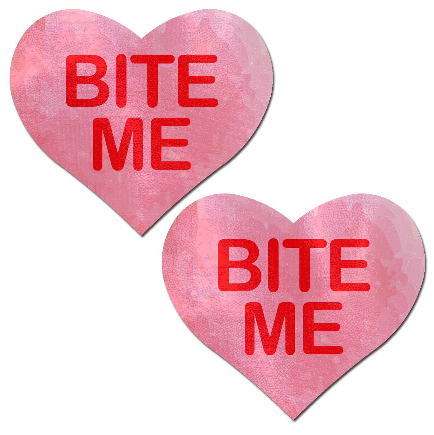 Love: Liquid Pink Heart with 'Bite Me' Nipple Pasties